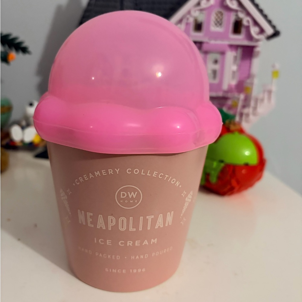 DW Home Neapolitan Ice Cream Candle with Pink Lid
